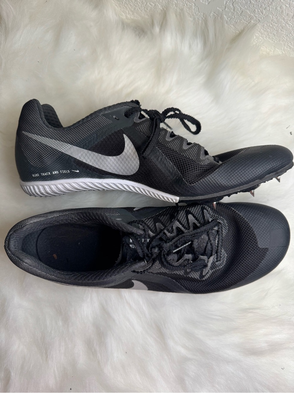 Nike Women's Black and Silver Track Spikes